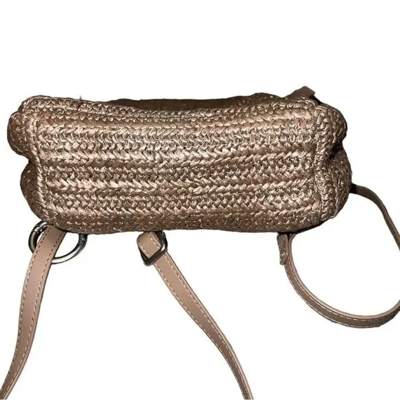 Vera Bradley Warm Stone Straw Mini Convertible Backpack Fish Applique EUC - Picture 4 of 6